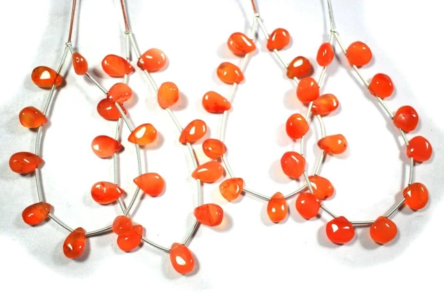 Earth Mined Carnelian Pear Smooth Untreated Gemstone 6'' Beads For Craft Making