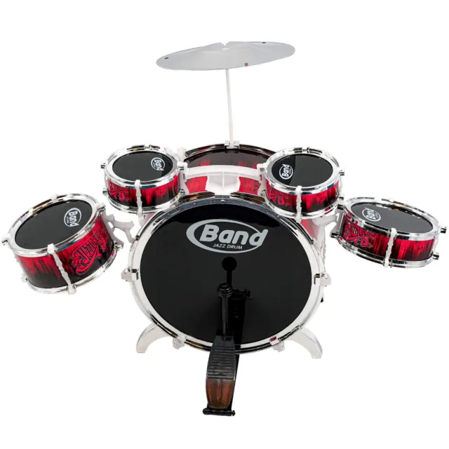 Childs Kids Drum Kit Jazz Band Sound Drums Playset Musical Toy With Stool 2