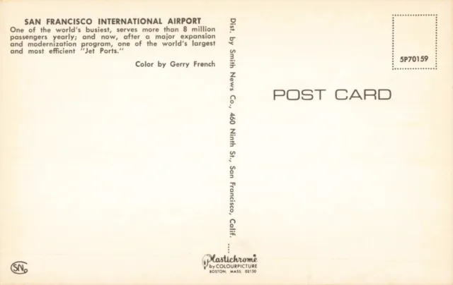 San Francisco CA California, International Airport, Aerial View Vintage Postcard 2