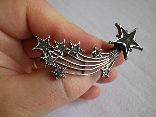 Broche Ancienne Étoile Avec Navettes En Cristal - Bijou Vintage Français - Occasion