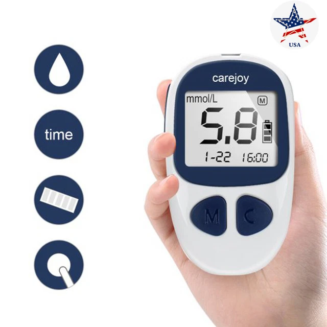 Monitor de azúcar Carejoy glucómetro monitoreo de glucosa diabetes sangre diabética