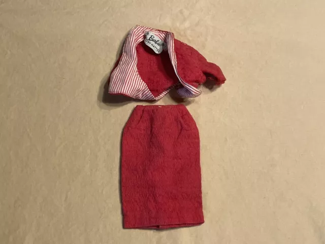Vintage Barbie Clothes Busy Gal Morning Red Skirt And Coat 1960s Fashion Pak