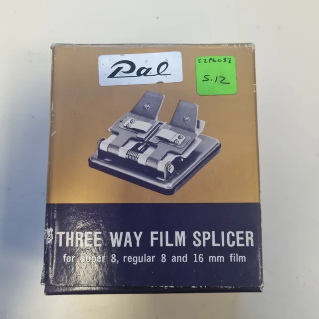 Empalme de película vintage de tres vías para película regular Super 8 de 8 y 16 mm