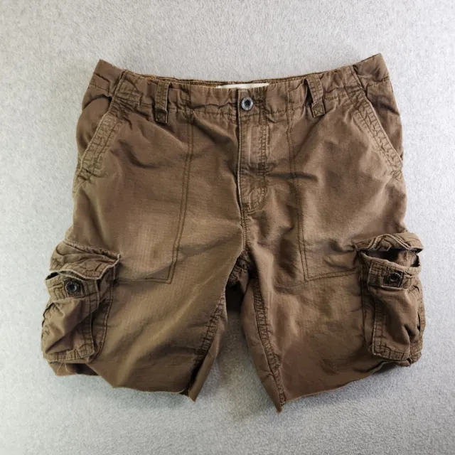 Aeropostale Cargo Shorts Mens 38 Brown Ripstop Baggy Drawstring 90s Y2K Gorpcore