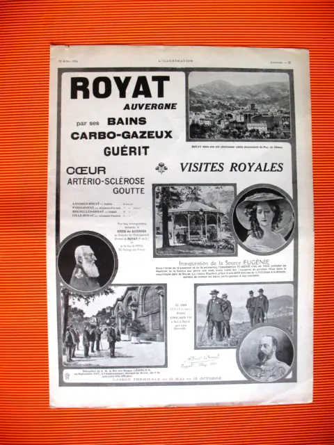 Publicite De Presse Royat Therme Bains Carbo Gazeux  Visites Royales Ad 1912