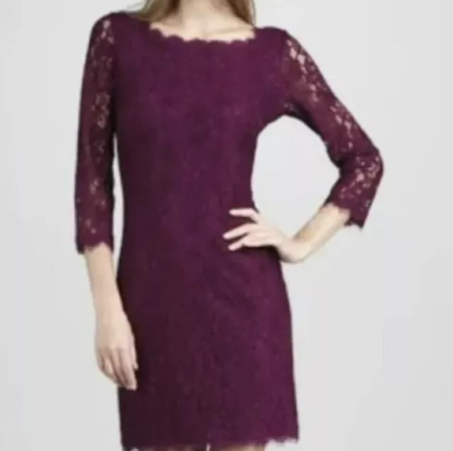 Diane Von Furstenberg Zarita lace sheath dress Burgundy Sz 4