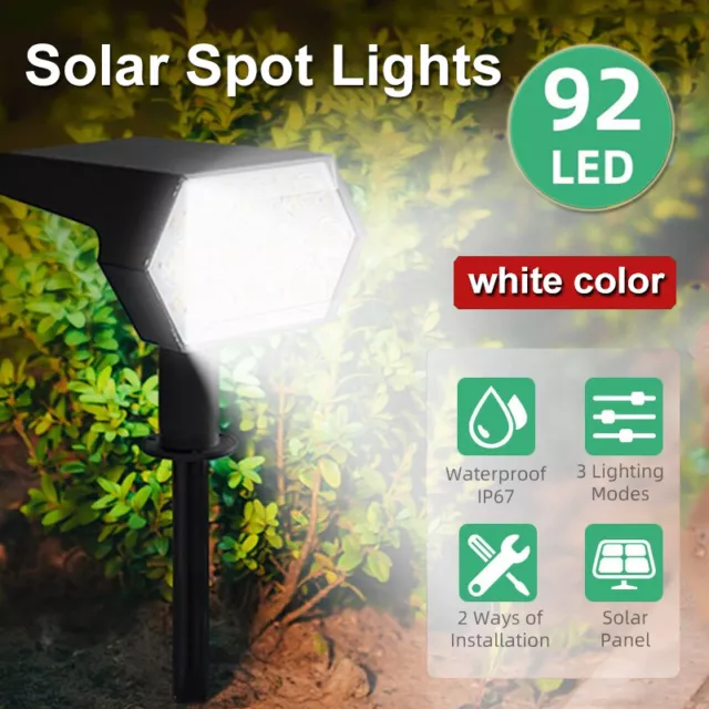 Solar Spot Lights 92 LED Garden Outdoor Pathway Lawn Fence Lamp Spotlight Light