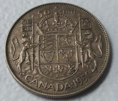 1950 Canada 50 Cents 80% Silver Canadian Half Dollar $0.50 King George VI (A24)