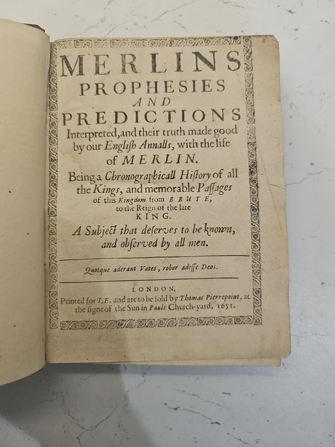 HEYWOOD (THOMAS)] MERLINS PROPHESIES and Predictions. 1651. Prophecy ...