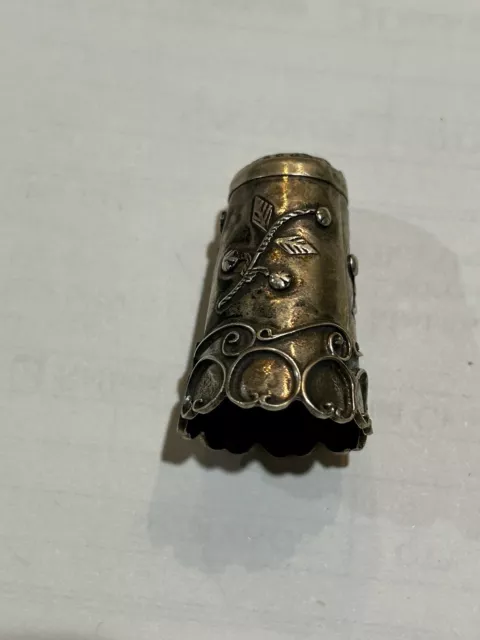 Vintage Taxco Mexico 925 Sterling Silver Ornate Swirl & Flowers Thimble 1”