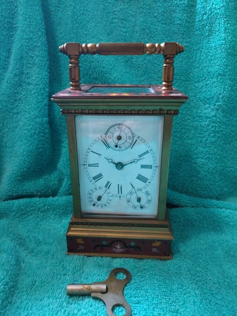 VINTAGE LARGE CARRIAGE Clock With Original Key No Tension On Winder £ ...