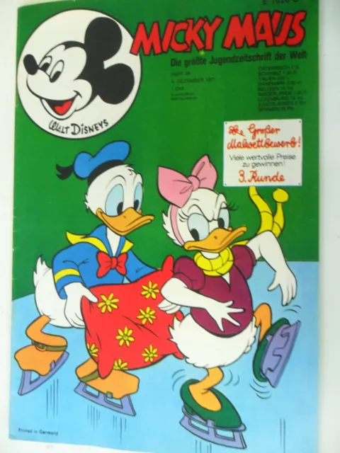 1 x Comic - Walt Disney - Micky Maus - Heft Nr. 49 -Jahr 1971 + Doppelkarte -Z.2