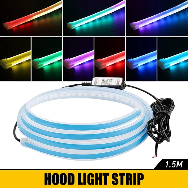 150cm APP RGB Car Hood LED Daytime Running Light Strip Waterproof Flexible Lamp