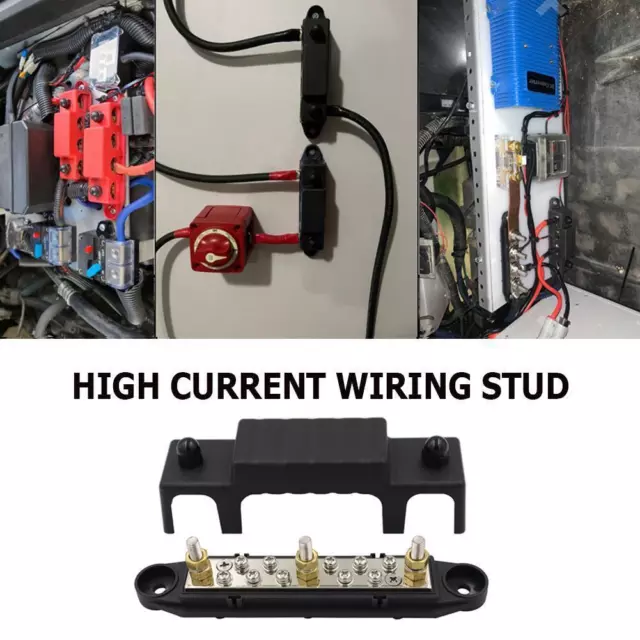 BUS BAR TERMINAL Power Distribution Block DC 48V M6 Studs for RV (Black
