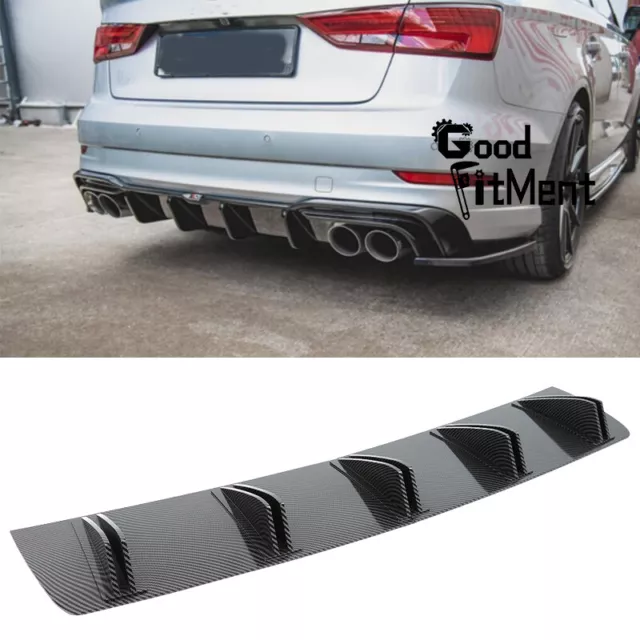 For Audi A3 A4 A5 A6 S3 Carbon Fiber Rear Diffuser Bumper Splitter Spoiler Lip