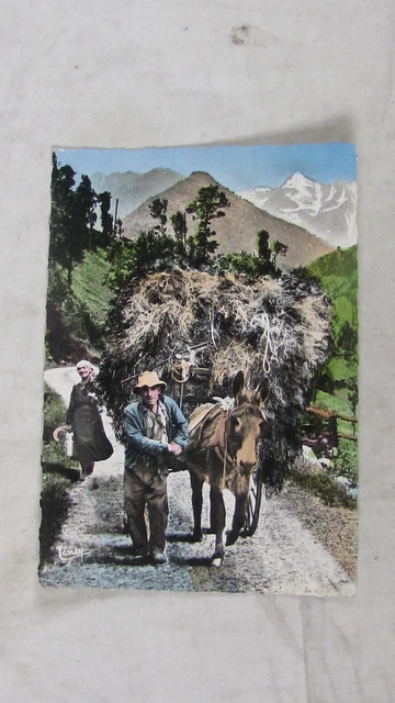 Cpa Pyrenees La Fenaison Vallees De Haute Montagne Ane Charette Paysan 1960