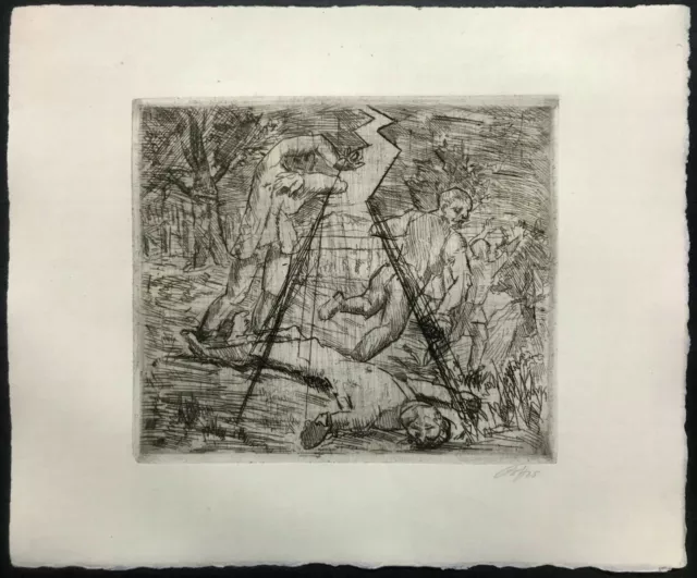 HAND SIGNED Heinsheimer ~ GERMAN EXPRESSIONIST ~ 1925 Etching Judaica DEGENERATE