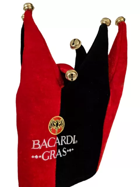 Bacardi Gras Jester Clown Mardi Gras Halloween Hat With Bells Black Red