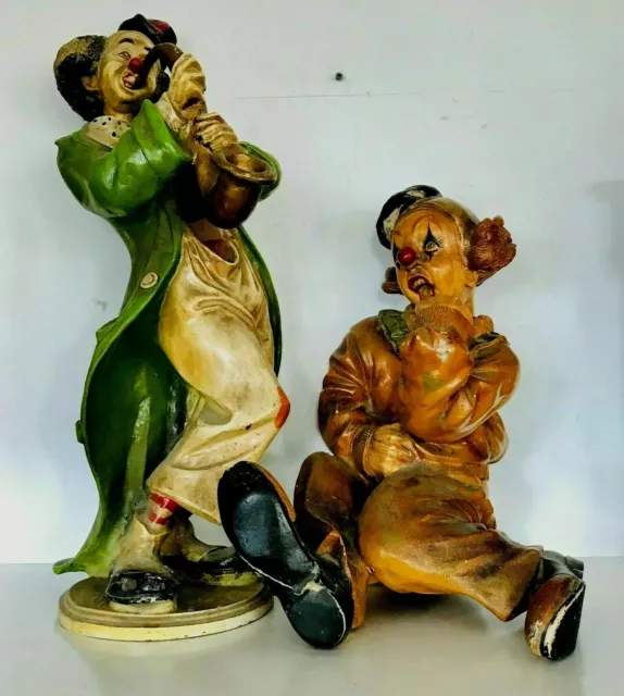 paire de clowns polychrome en matière dure XX siècle