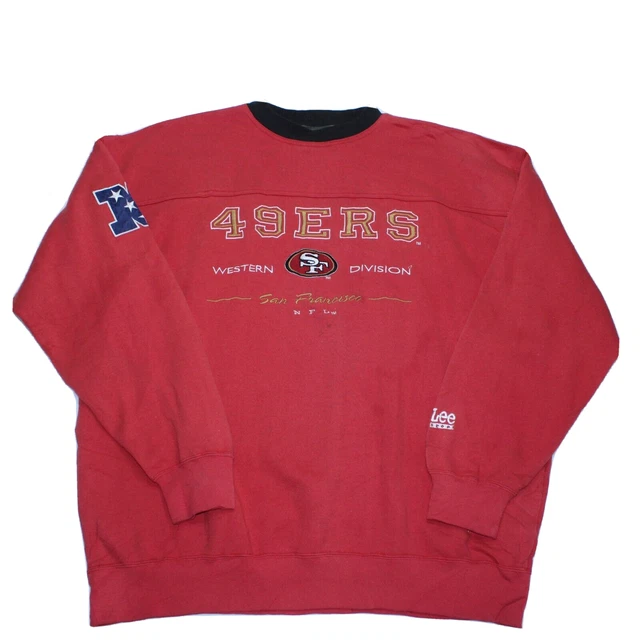 Felpa Vintage Lee Sport San Francisco 49ers Rossa XL NFL Maglione Ricamato