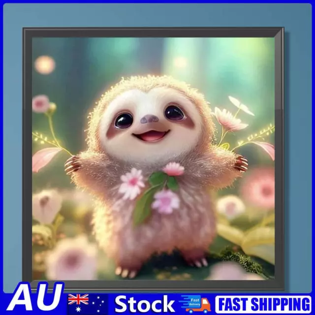 AU 5D DIY Full Round Drill Diamond Painting Cute Sloth Kit Home Decoration 30x30