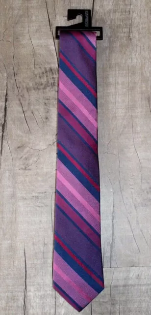 Express Men`s Multi Stripe Narrow Silk Tie New $49 3
