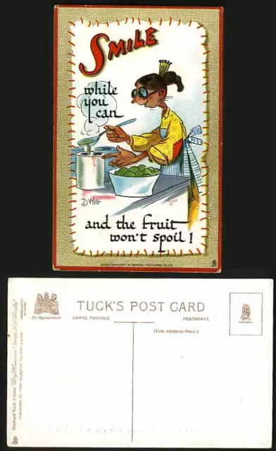 Tuck's DRY Humour Smile While you can Old Postcard DWIG