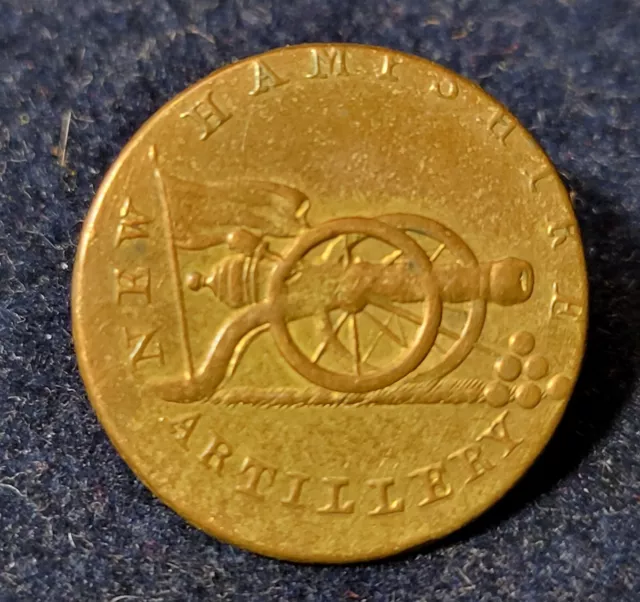 Pre Civil War 1 Pc Flat New Hampshire Militia Artillery Button Alberts# Nh-3-A