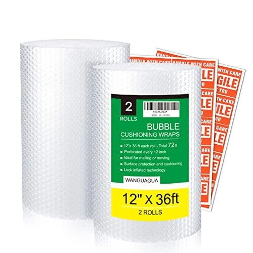 2 Pack 12 Inch x 36 ft Bubble Packing Wrap For Moving Boxes Shipping