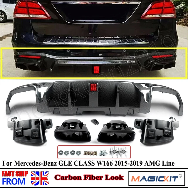 CARBON LOOK REAR DIFFUSER for MERCEDES GLE GLS W166 X166 15-19 ...