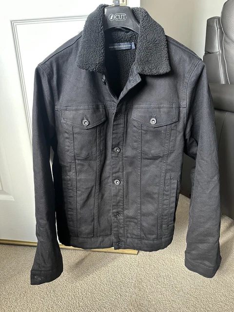 French connection mens denim on sale borg lined jacket black