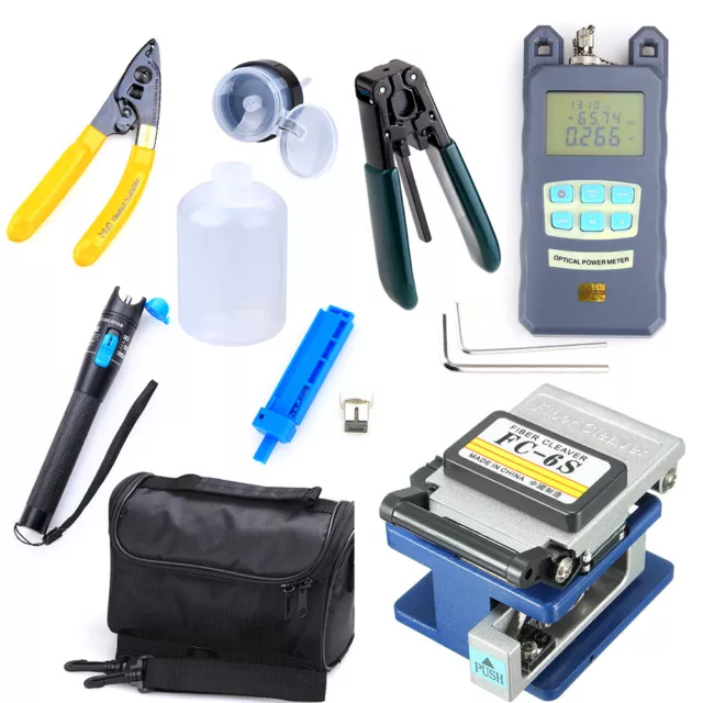 FTTH Tool Kits Protable+FC-6S Cutter Cleaver Optical Power Meter Visual Finder