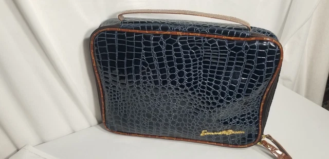 VTG Samantha Black Croc Makeup Travel Toiletry Bag Packing Cube Organizer