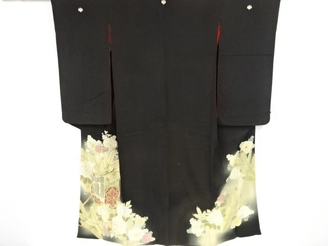 39963# Japanese Kimono / Antique Tomesode / Embroidery / Carriage & Floral P