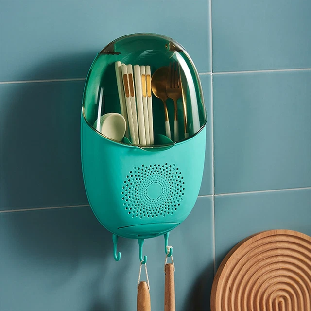 Cutlery Drainer Convenient No Odor One Hand Operation Utensils Organizer