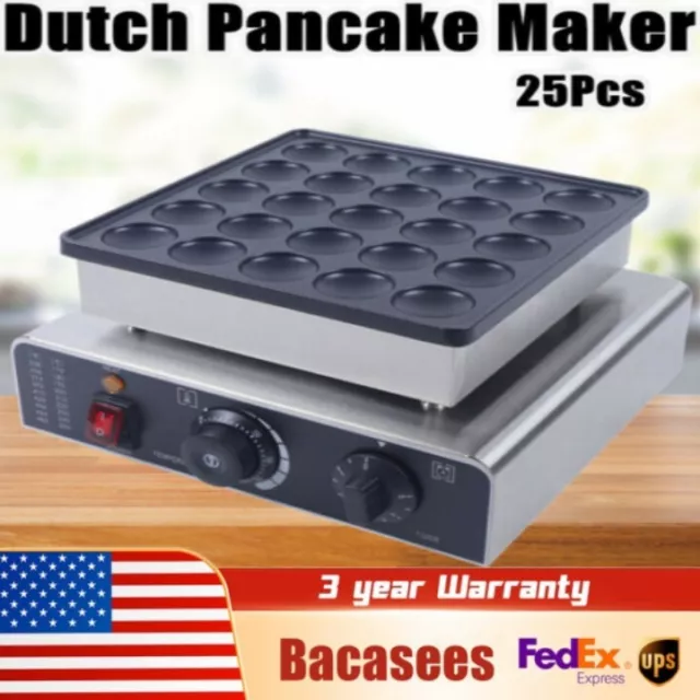 800W Commercial Mini Dutch Pancake Baker 25 Holes Waffle Maker Machine Nonstick