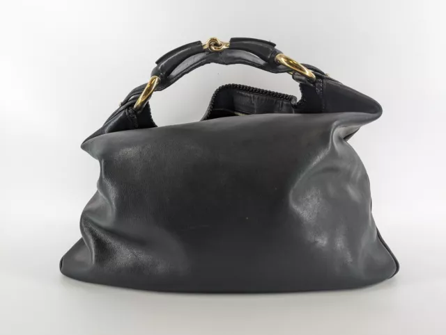 Gucci Guccissima Horsebit Large Leather Hobo in Black