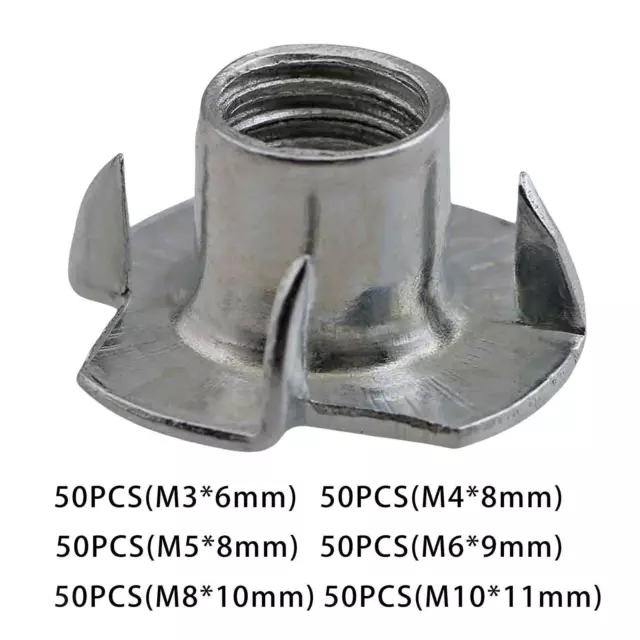 50 pièces quatre écrous à griffes M3  M5 M6 M8 M10 écrou incrusté pour