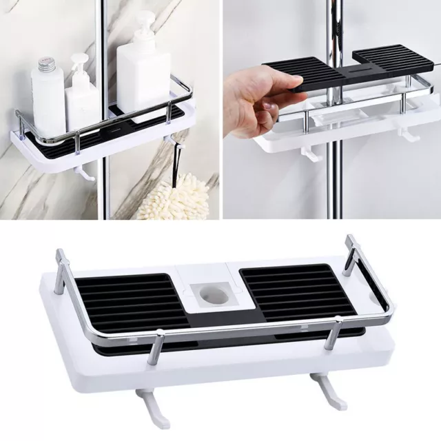 Estante de baño ducha barra caddy almacenamiento carpeta estante soporte accesorios ⭐