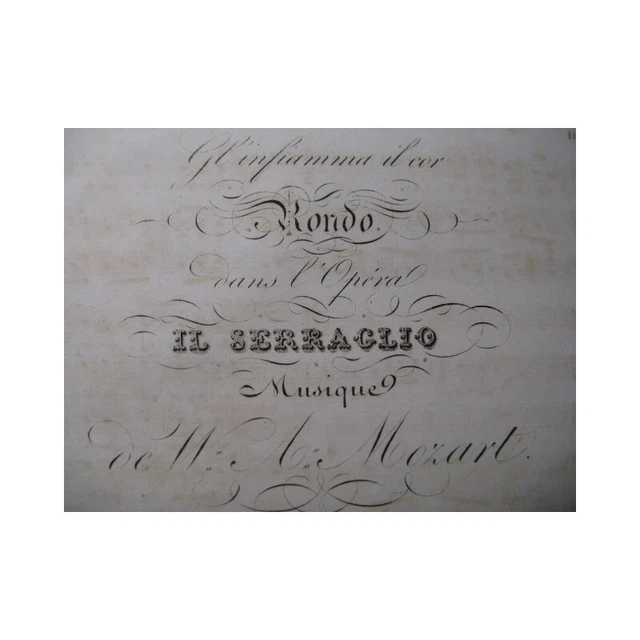 MOZART W. A. Il Serraglio Rondo Chant Piano ca1840