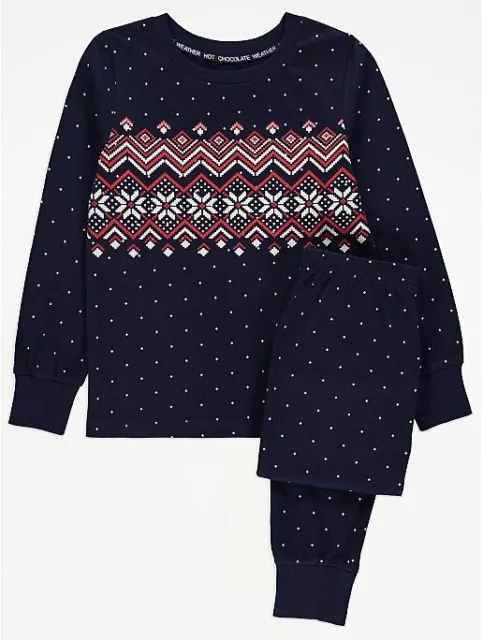 Pigiama di Natale Fairisle unisex per bambini. Età 12-13 anni.