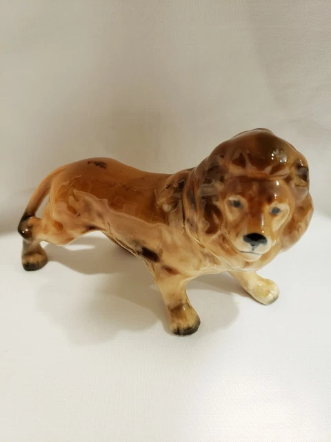Lion Figurine Vintage 1950's Nippon Yoko Boeki Japan Porcelain Ceramic 4.5"L MCM