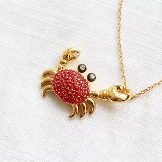 Kate Spade  'SHORE THING' Pave Red Crab Pendant Necklace