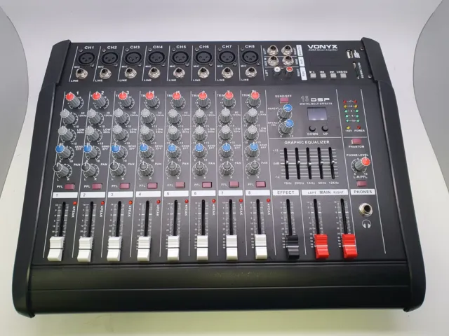 Vonyx 172.574 AM8A 8-Channel Mixer with Amplifier DSP/BT/SD/USB/MP3