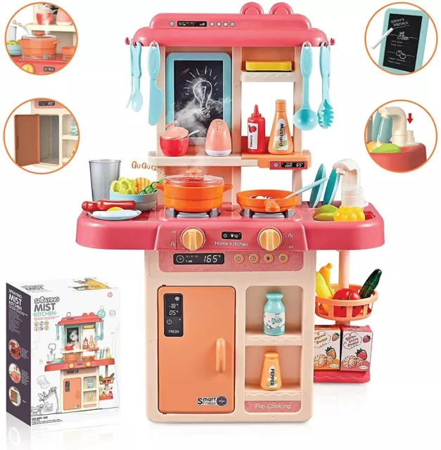 Kids Cooking Kitchen Toy Set Toddler Children Pretend Role Playset+Lights Sounds