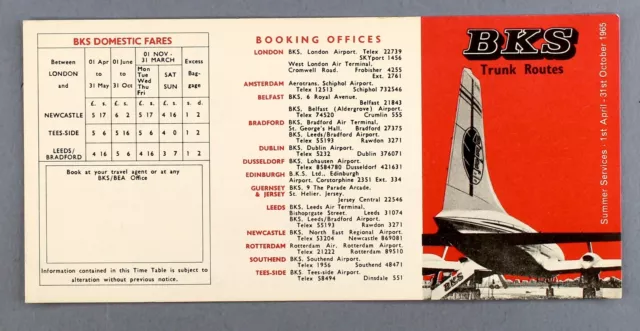 Bks Air Transport Trunk Routes Airline Timetable Summer 1965