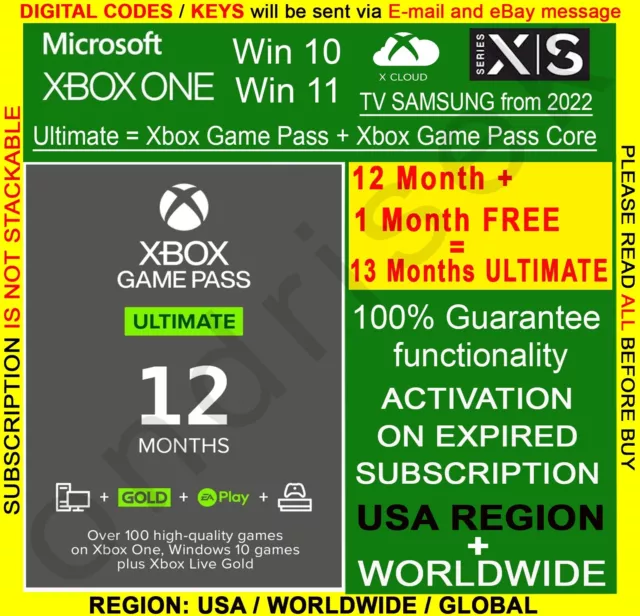 Xbox Game Pass Ultimate 12 Month + Game Pass Core  | USA | GLOBAL REGION