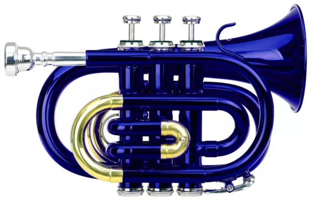 Bb Taschen Trompete Blech Blasinstrument Messing Trumpet Leicht Koffer blau