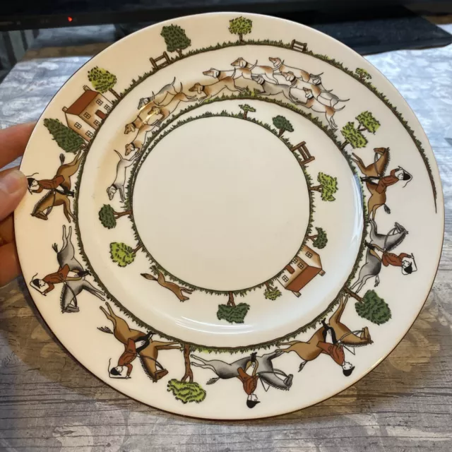 Crown Staffordshire “ Hunting Scene “ Bone China - 23cm Plate. Horses Fox Hounds