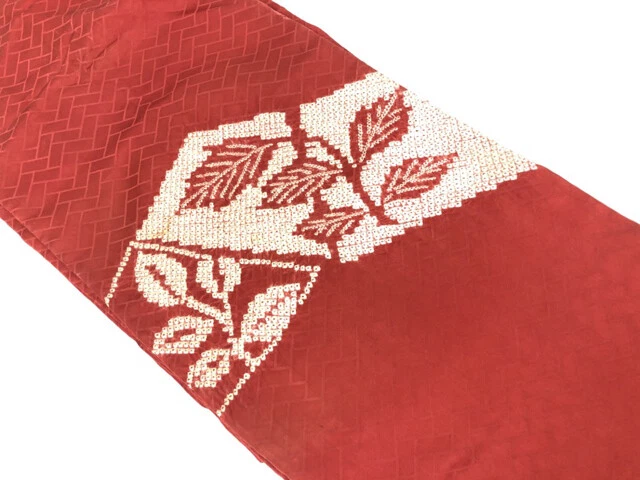 6482359: Japanese Kimono / Antique Nagoya Obi / Shibori / Branch Leaves